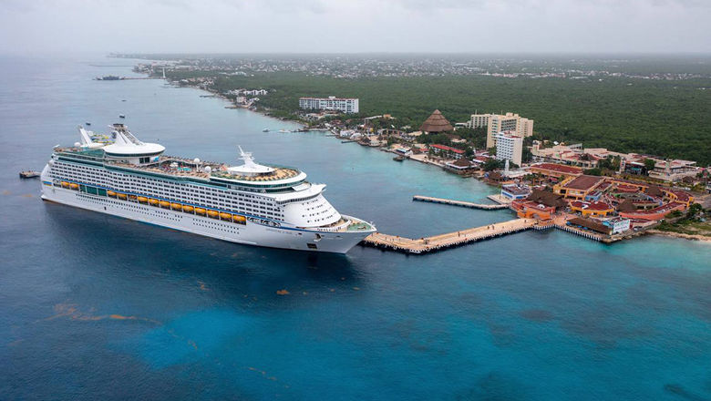 The Adventure of the Seas in Cozumel, marking Royal Caribbean's return to Mexico after 15 months.