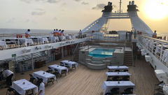 The new pool on the Star Breeze with the deck set up for the line's signature barbecue.