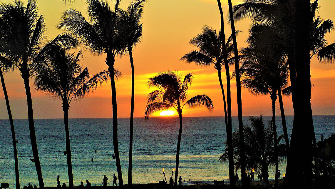 Sunset on Maui. Hawaiian Airlines launched daily, nonstop service to the island from Long Beach, Calif., on March 10.