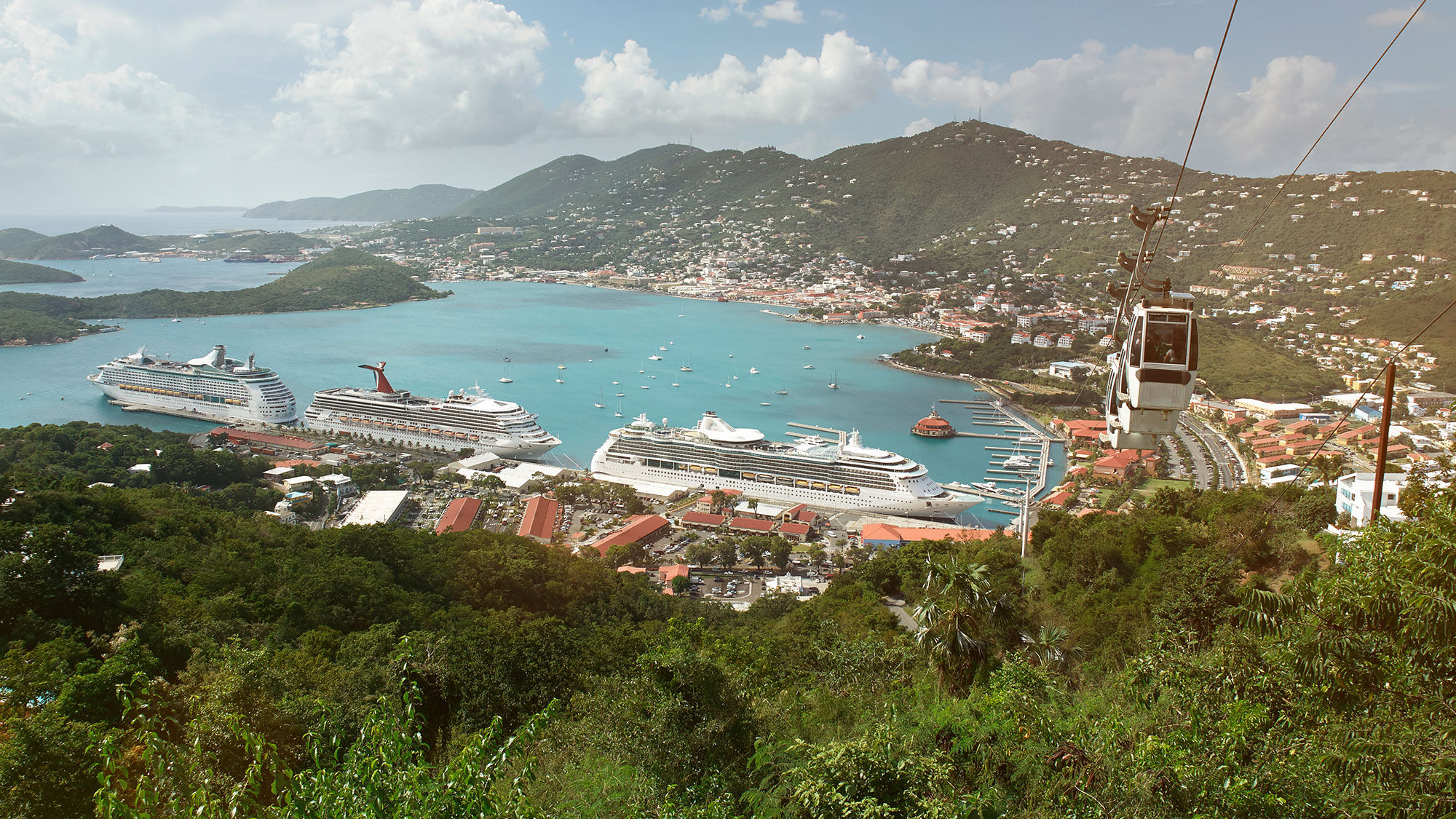 Ships in port at the West Indian Company/Havensight dock in Charlotte Amalie, St. Thomas.