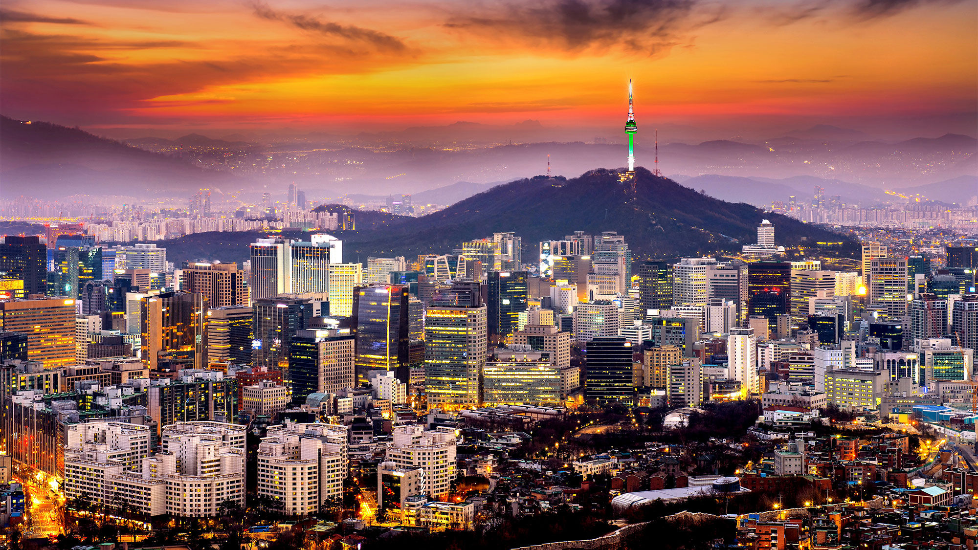 Seoul's downtown cityscape.