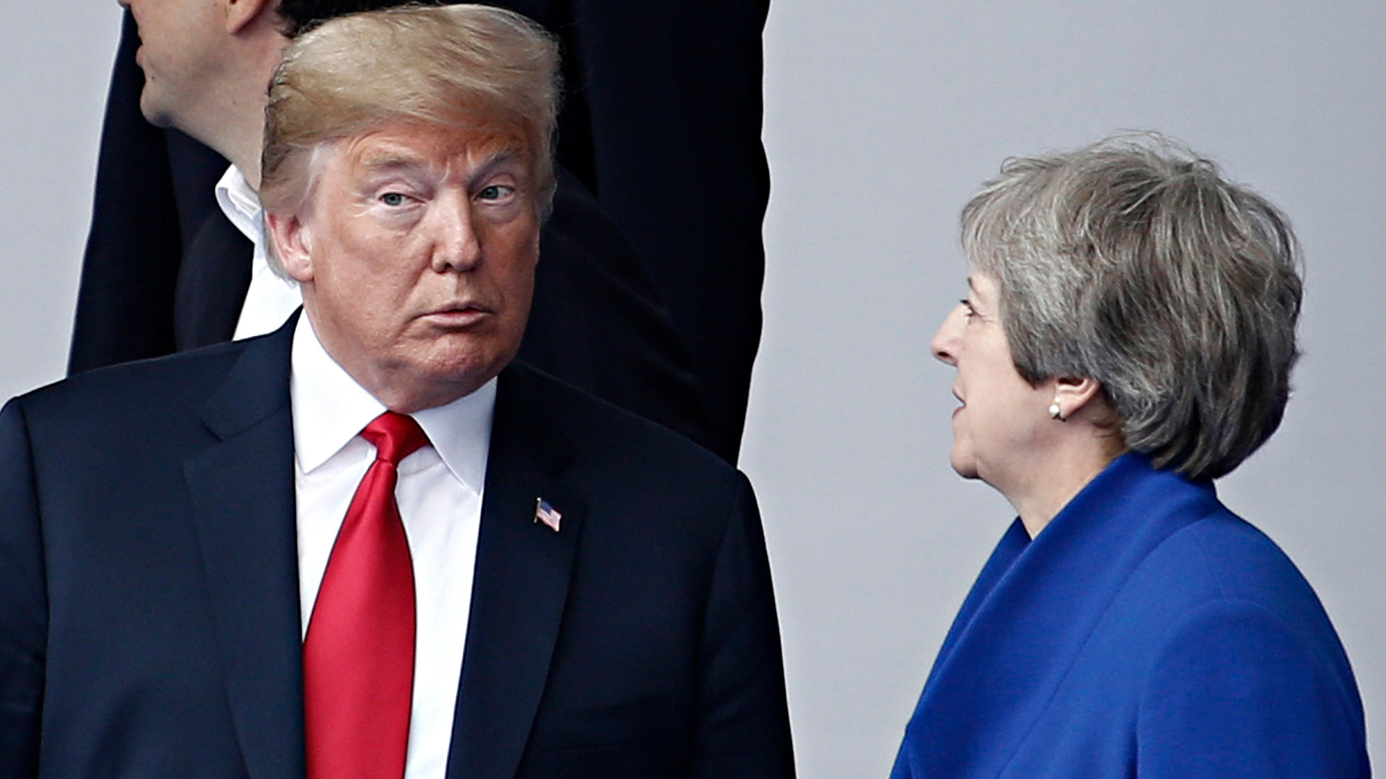 President Donald Trump and British prime minister Theresa May at the NATO Summit 2018.