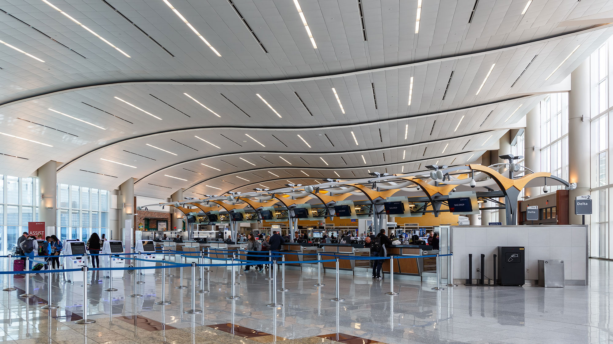 Check-in desks at Atlanta's Hartsfield-Jackson airport.