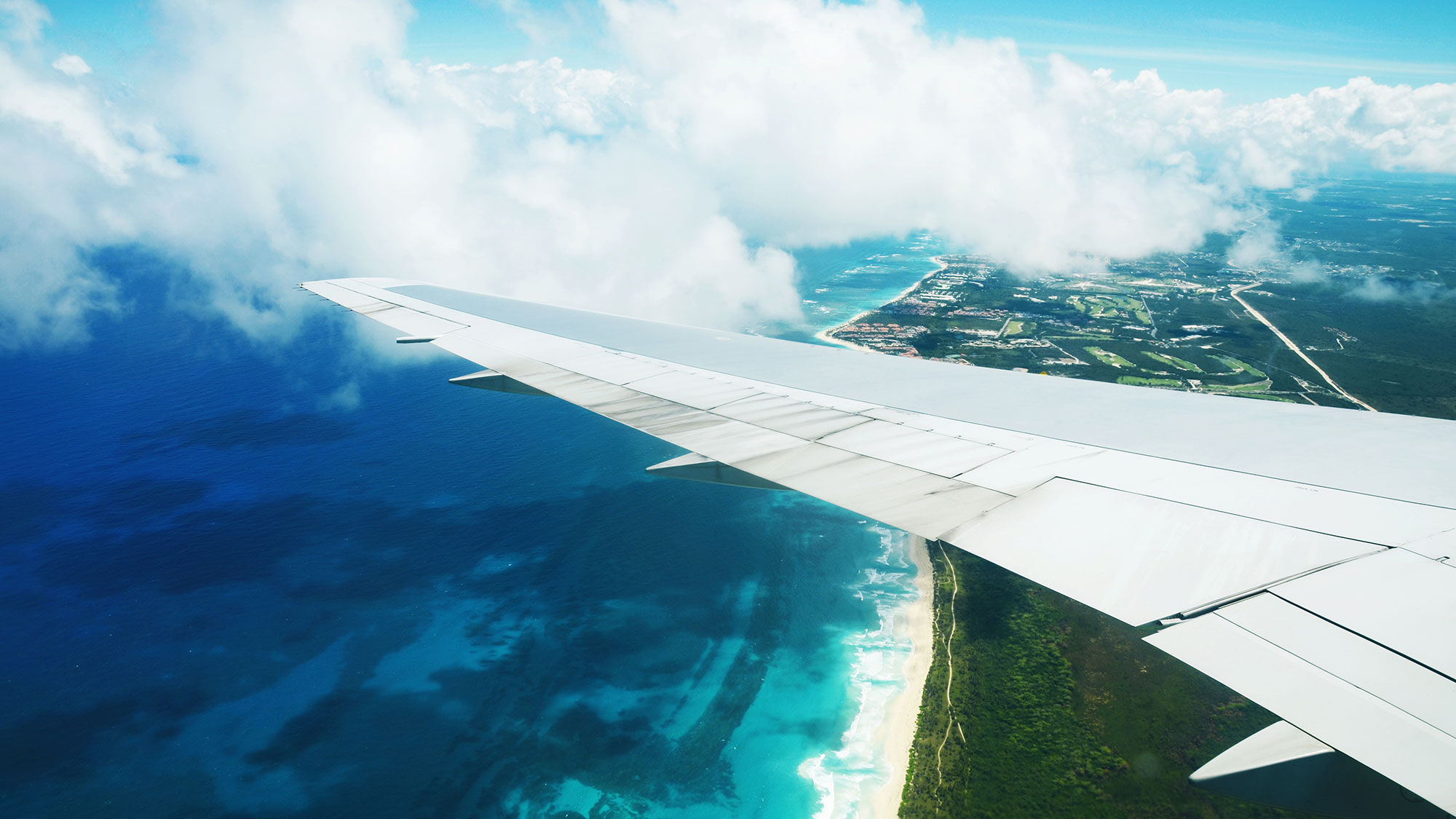 A plane over Punta Cana, Dominican Republic.
