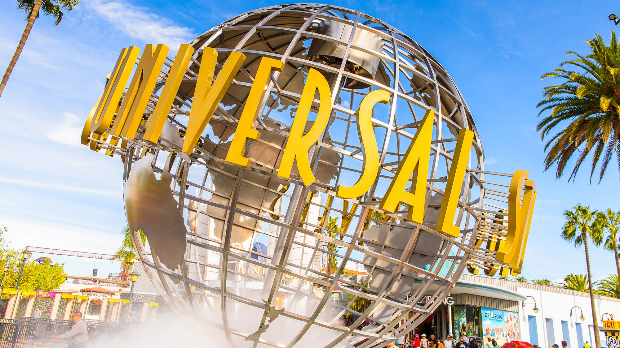 The Universal Studios globe at the entrance to Universal Studios Hollywood.