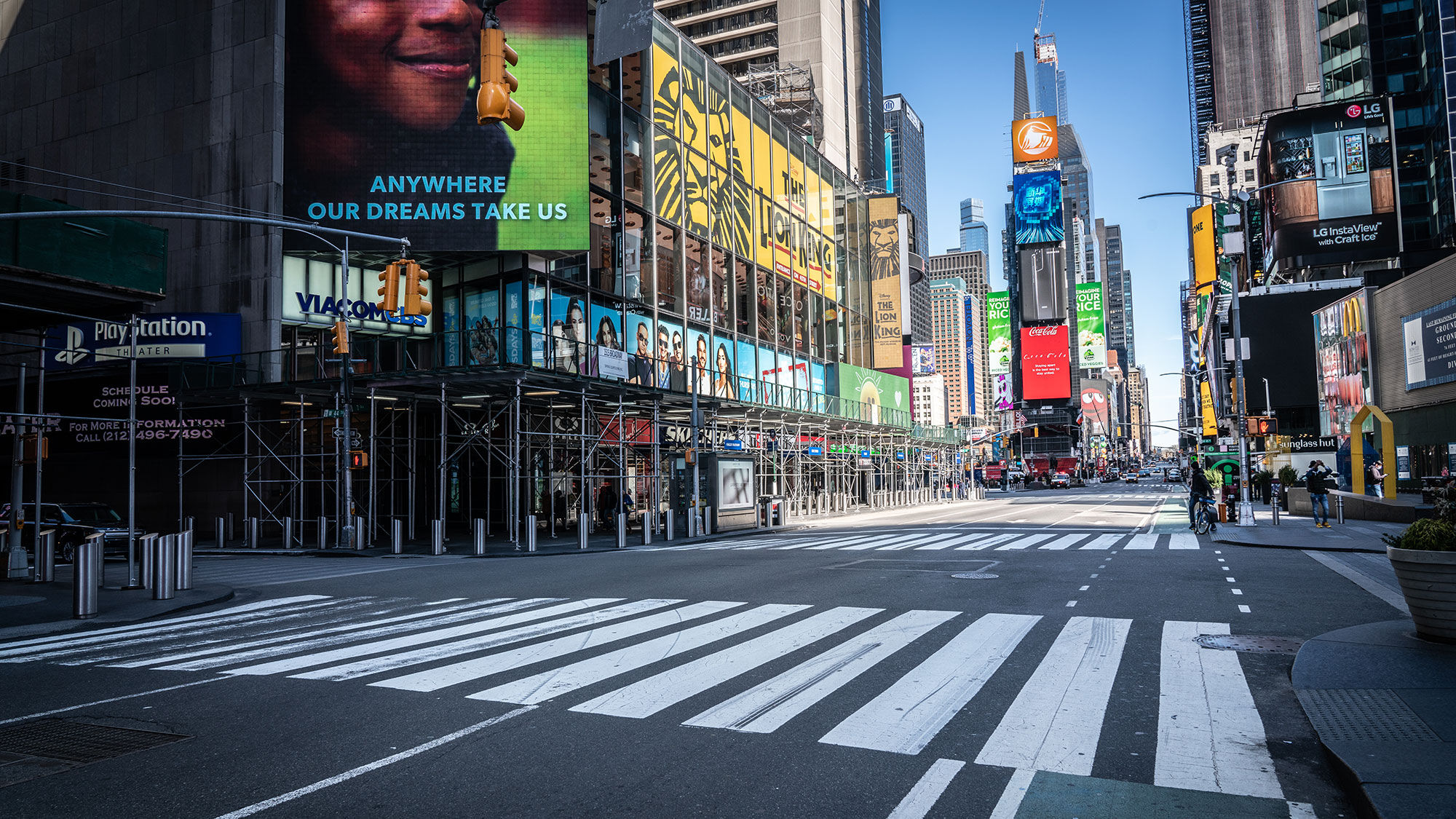 New York's Times Square. Tourism numbers are expected to plummet by two-thirds this year.