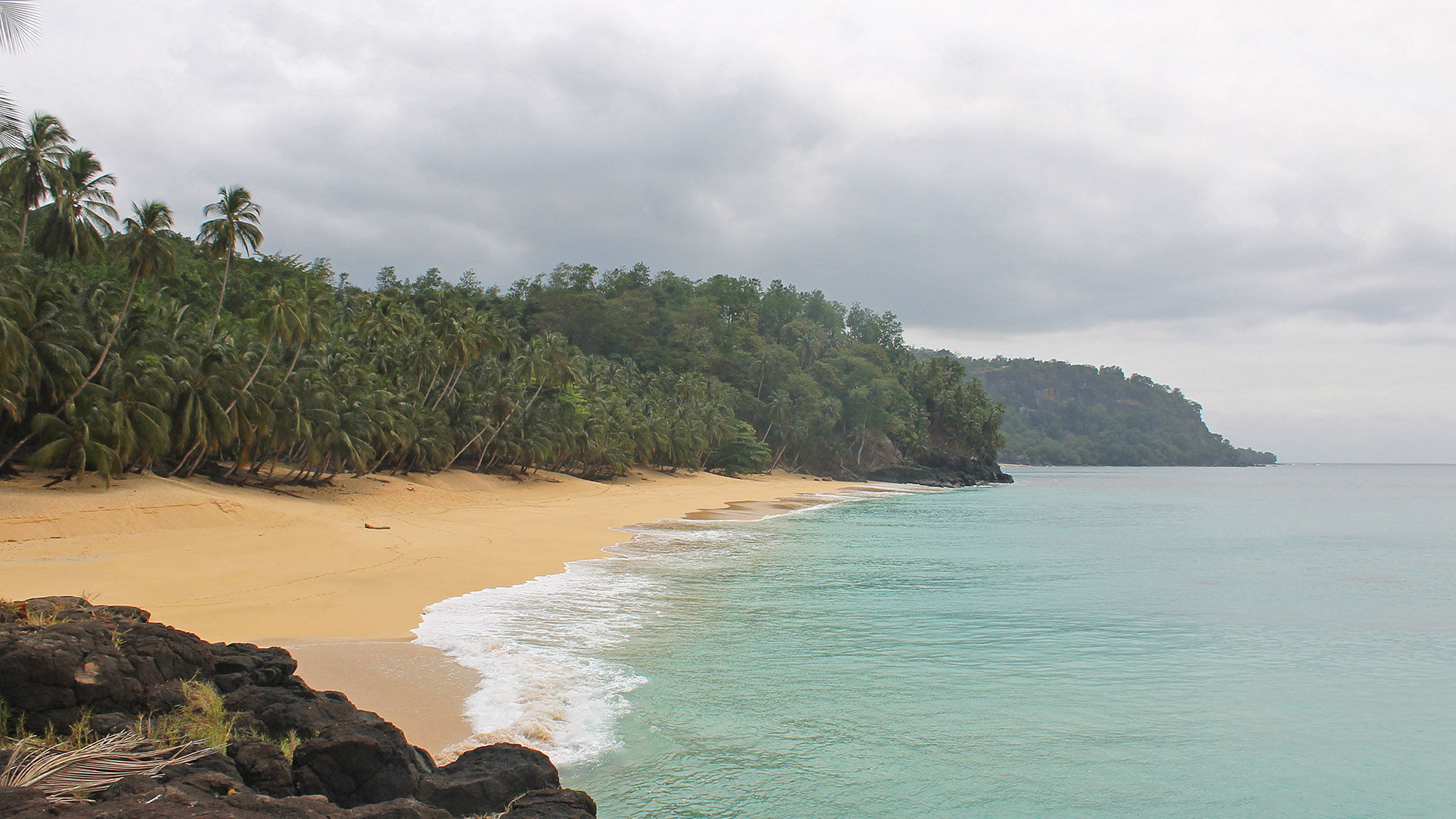 Boi Beach on the north coast of Principe island in Sao Tome and Principe.