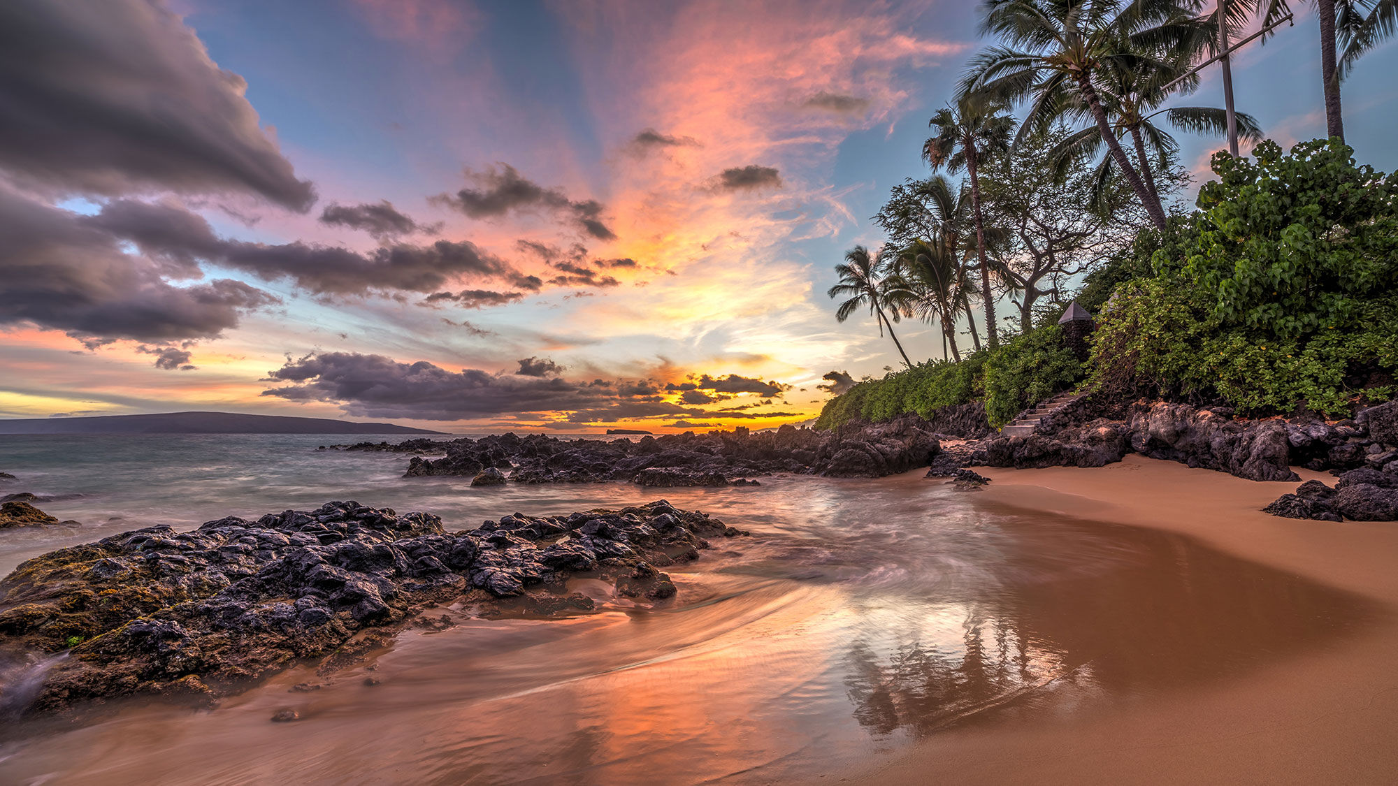 Sunset over the beach on Lanai.
