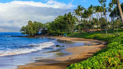 Wailea Beach near Kihei, Maui. Officials in Maui this week said tourists in parts of Maui not impacted by the fires have not been asked to leave and that visitors are still welcome in the southern and eastern parts of the island.