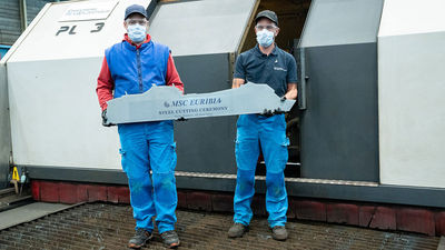 The first steel cut for the MSC Euribia.