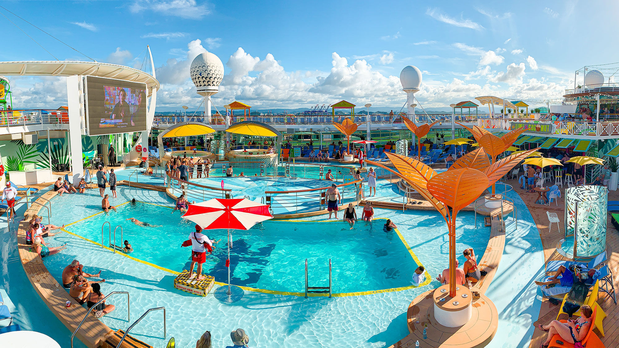 The new Caribbean resort-style pool deck on Royal Caribbean's Freedom of the Seas.