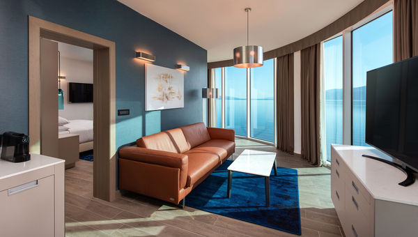 A Panorama Suite at the Hilton Rijeka Costabella Beach Resort and Spa. A Panorama Suite at the Hilton Rijeka Costabella Beach Resort and Spa.