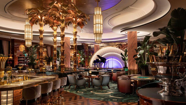 Delilahfeatures an art deco-inspired aesthetic. Delilahfeatures an art deco-inspired aesthetic.