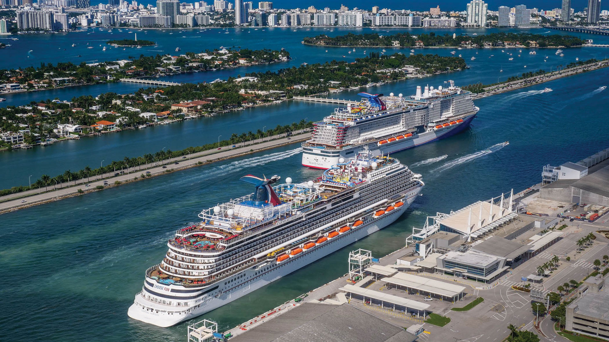 The Carnival Horizon and Carnival Mardi Gras in PortMiami earlier this month.