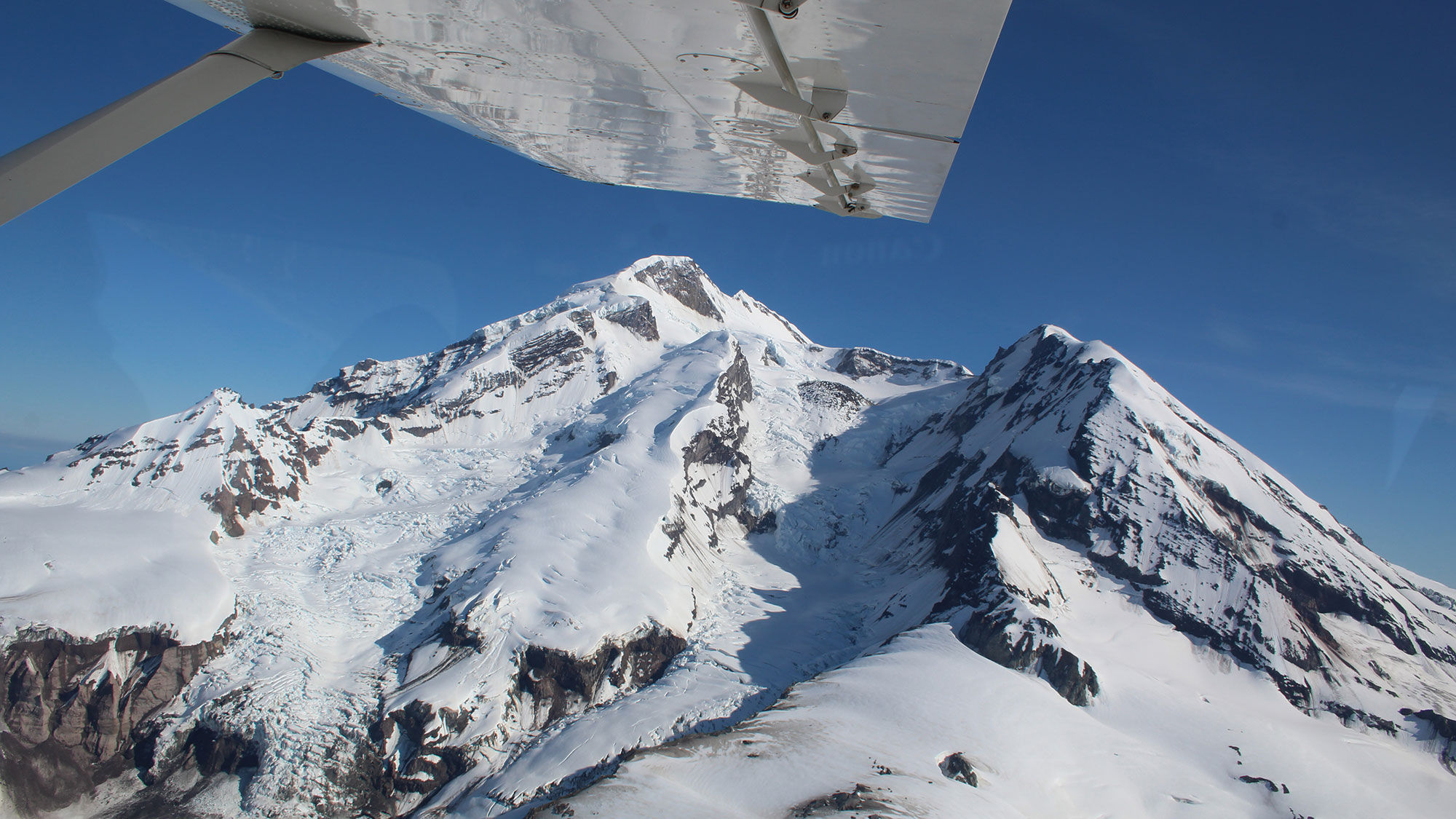 Passing over Redoubt Mountain volcano on Rust's flightseeing tour.