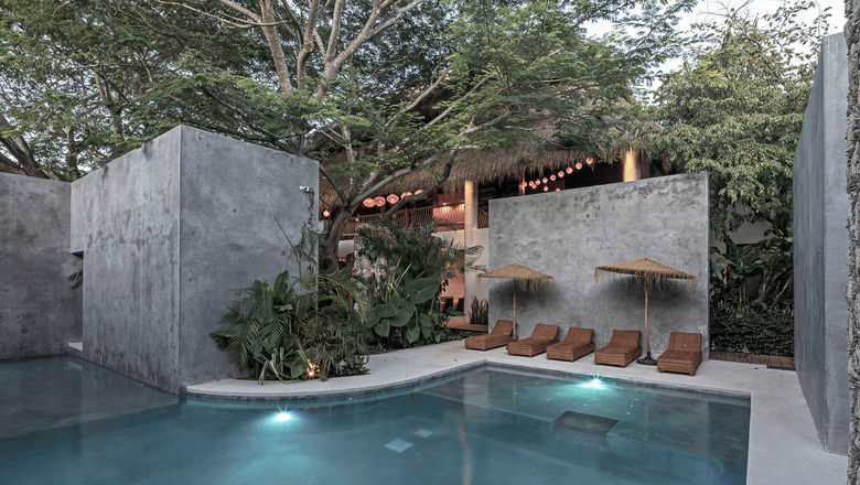 The pool at Casa Hormiga in Bacalar, Mexico.