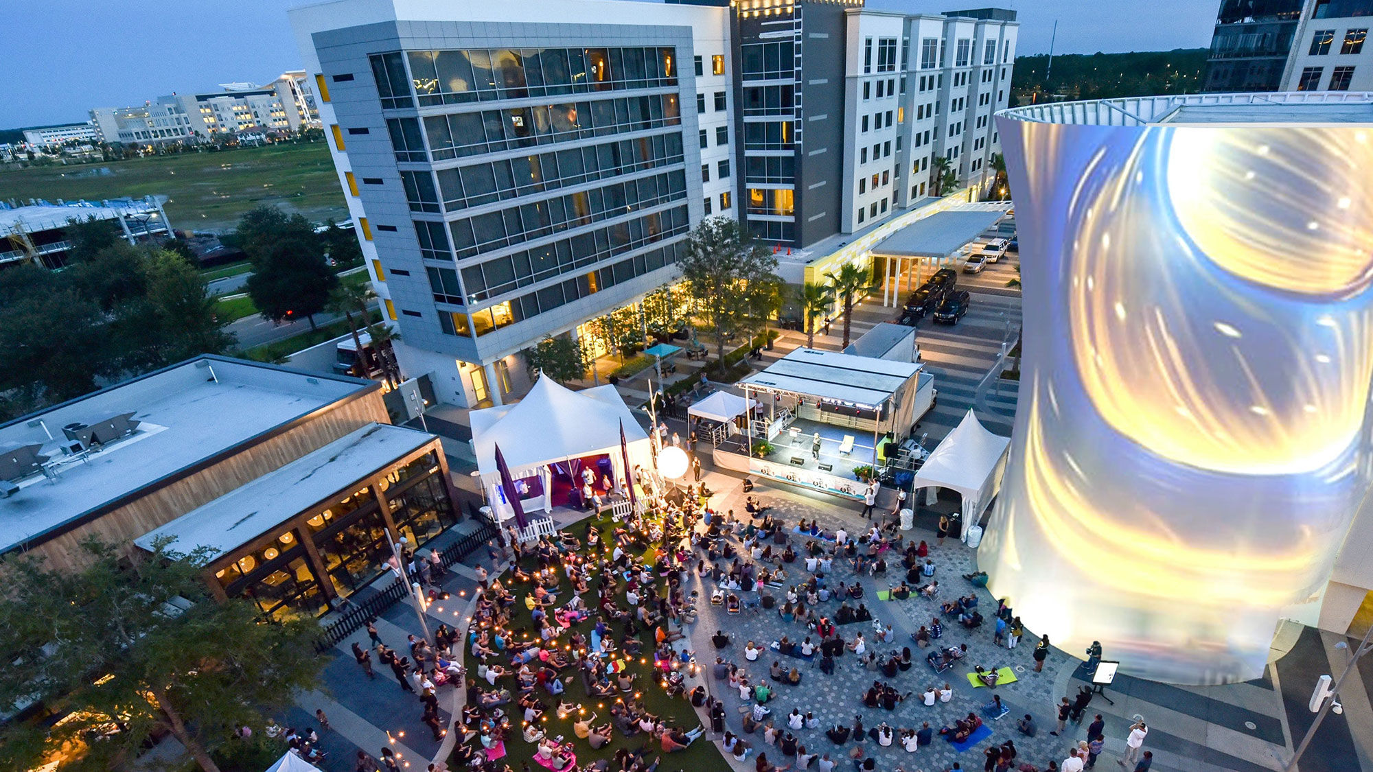 Disney is moving many jobs from California to its campus in Lake Nona, Florida. Pictured, the Lake Nona Town Center.
