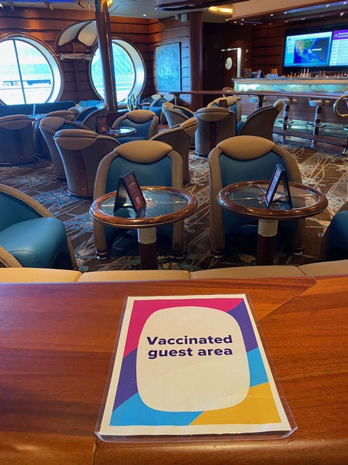 The Schooner Bar was one of several areas set aside for vaccinated guests.