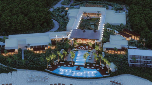 An aerial rendering of the Conrad Tulum. An aerial rendering of the Conrad Tulum.