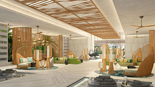 A rendering of the lobby at the Hilton Tulum All-Inclusive Resort. A rendering of the lobby at the Hilton Tulum All-Inclusive Resort.