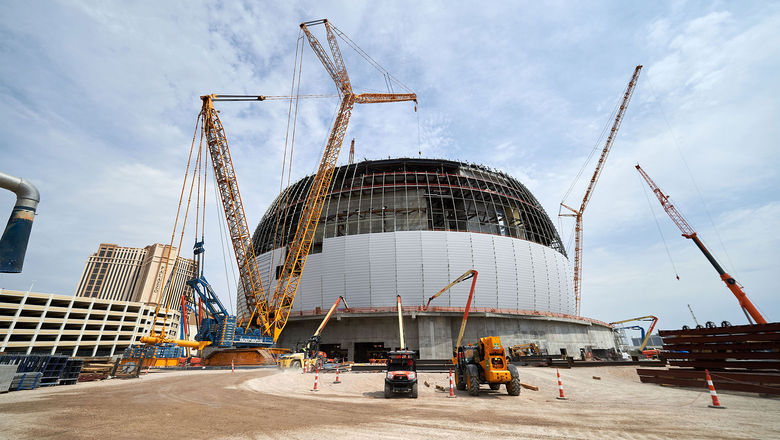 The MSG Sphere, 515 feet wide and 366 tall, will be covered with 580,000 square feet of LED lighting.