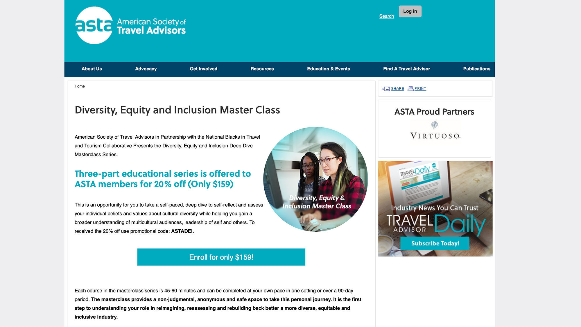 ASTA's Diversity, Equity and Inclusion Master Class gives members a chance to gain greater understanding of multicultural audiences and issues.
