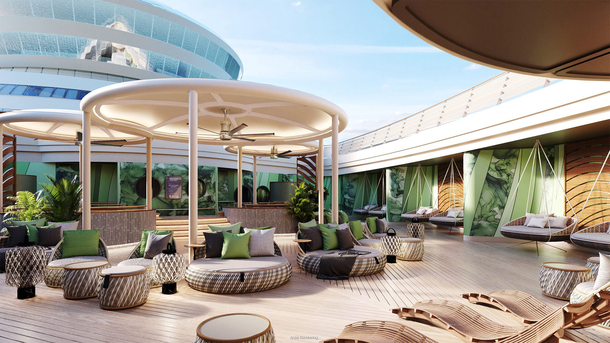 The Senses Spa will have an outdoor relaxation space with whirlpool spas, loungers and yoga sessions.