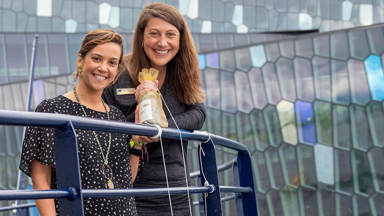 Two Lindblad employees were National Geographic godmothers: director of hotel operations Ana Esteves (left) and director of field staff and expedition development Jen Martin.