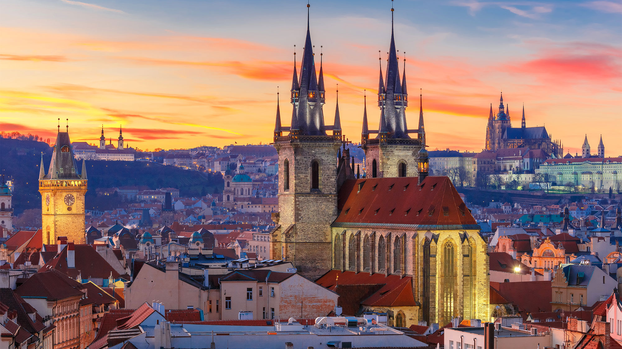 Prague at sunset.