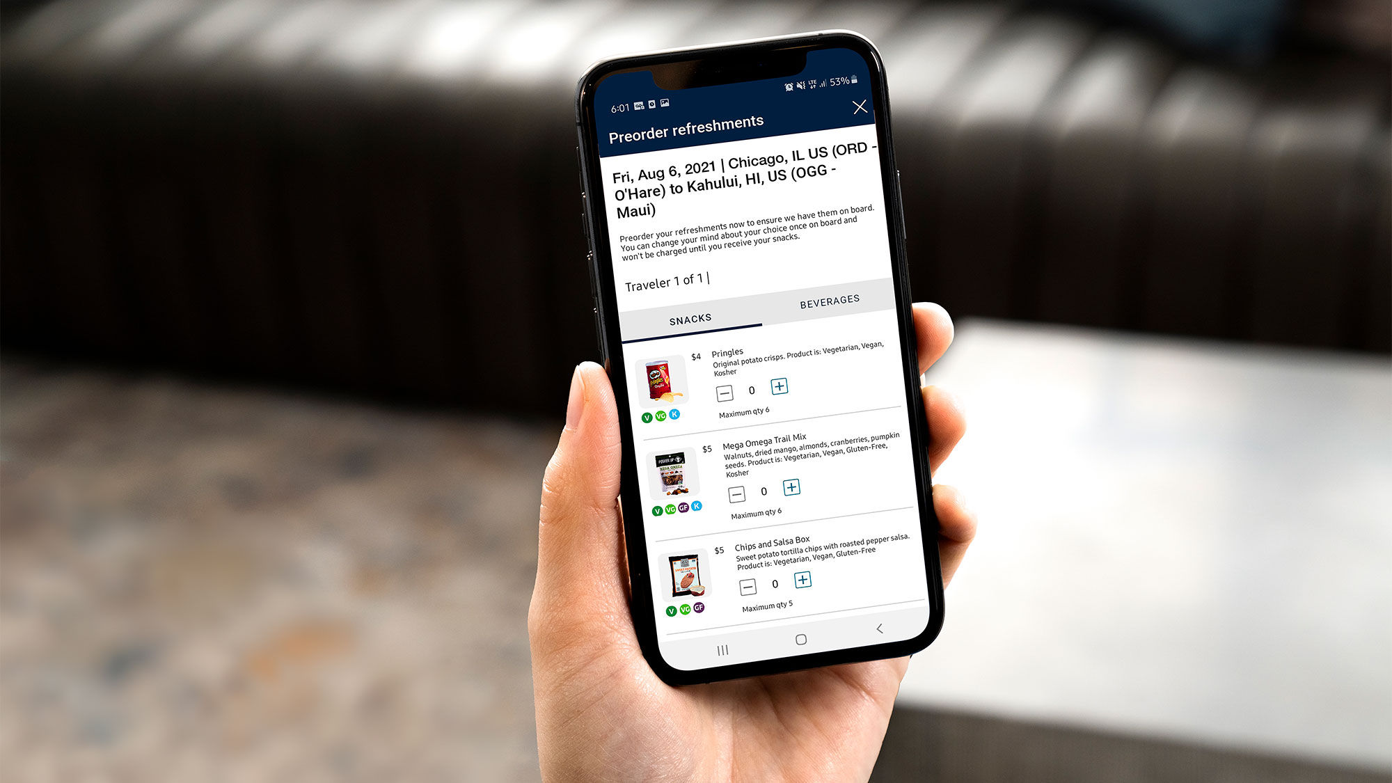 Economy customers will soon be able to pre-order off of United's in-flight menu on all flights over 1,500 miles via the United app as well as online.