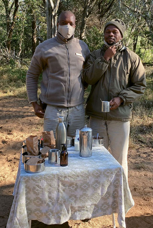 Game ranger Thulani Mbazini and tracker Bheki Jobe form a good team and are passionate about wildlife. Game ranger Thulani Mbazini and tracker Bheki Jobe form a good team and are passionate about wildlife.