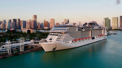 The MSC Meraviglia in Miami. MSC expects to open its new Miami terminal this year.