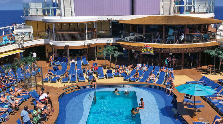 At 6,500 passengers, the Mardi Gras is one of the biggest cruise ships to be launched during the pandemic. And with features ranging from the environmental to the passenger it's easily one of the most anticipated cruise ships of the year. A new double deck Red Frog Pub overlooks the Beach Pool.