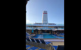 LNG powered engines add a different stack profile to the Mardi Gras in addition to Carnival's trademark T-shaped funnel.