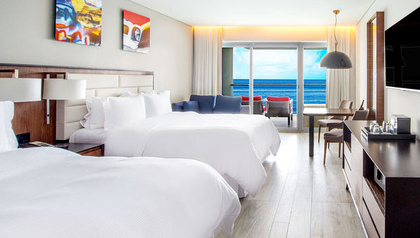 A guestroom at the new Hilton Vallarta Riviera. All units at the all-inclusive resort feature ocean views. A guestroom at the new Hilton Vallarta Riviera. All units at the all-inclusive resort feature ocean views.