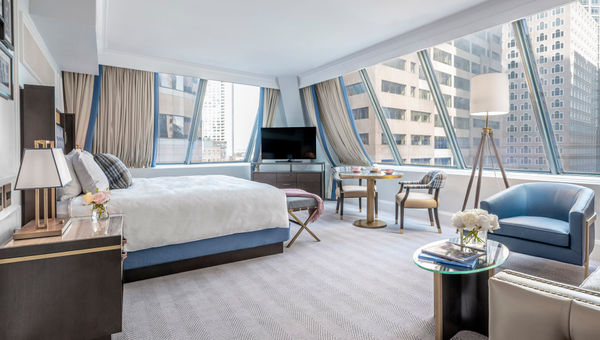 A guestroom at the Langham, Boston. A guestroom at the Langham, Boston.