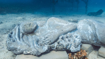 This mermaid sculpture created by Thanda Island's manager will help build up coral reefs.