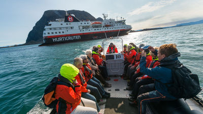 HX guests on a tender boat excursion.