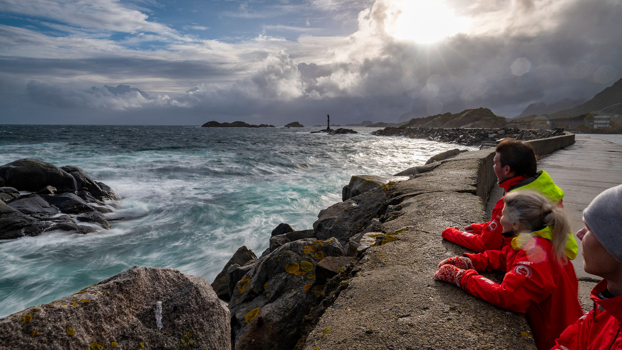 Cruise passengers in Norway's Lofoten Islands.