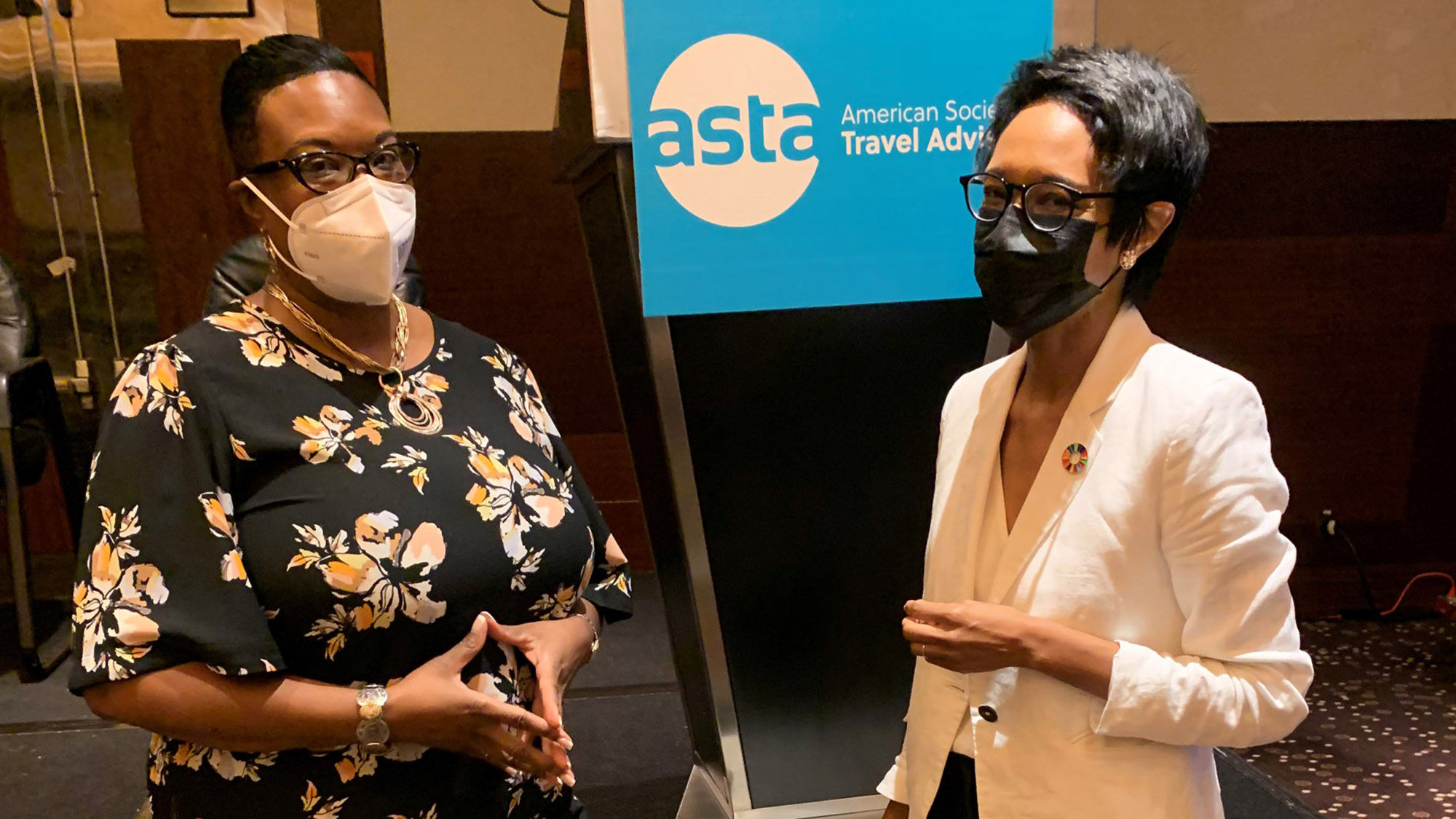 Stephanie Jones of the Cultural Heritage Alliance and the National Blacks in Travel & Tourism Collaborative (left) with Sheree Mitchell of Immersa Global.