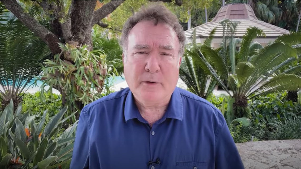 A still from a video of Royal Caribbean Group CEO Richard Fain to travel advisors.