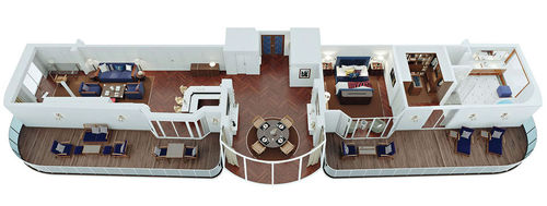 Oceania styles two Vista spaces with Ralph Lauren furnishings