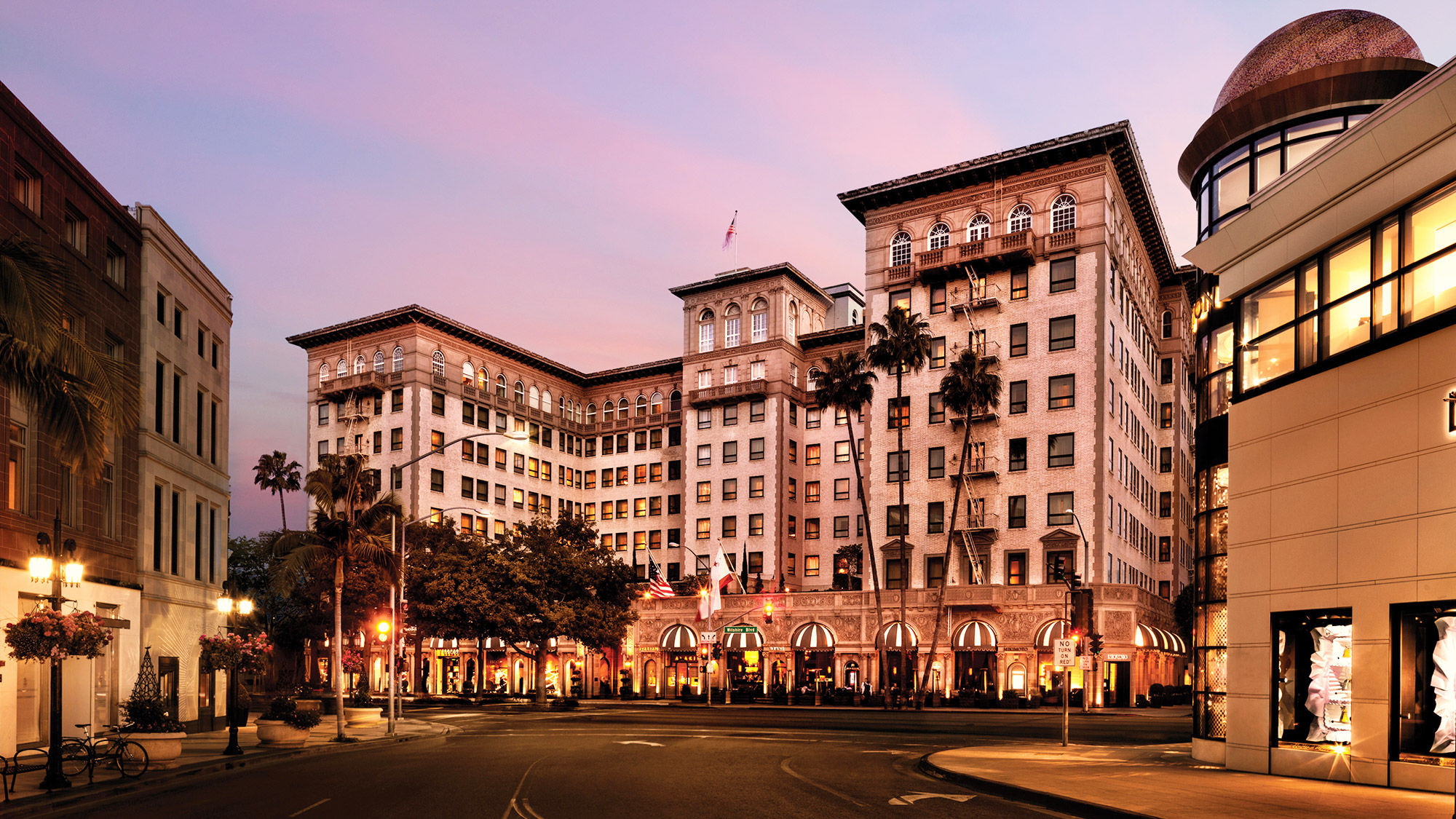 The exterior of the Beverly Wilshire, a Four Seasons Hotel.