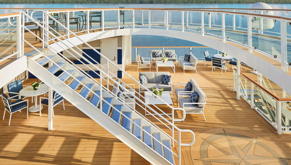 Stairs leading to the top-deck Skywalk on the American Melody.