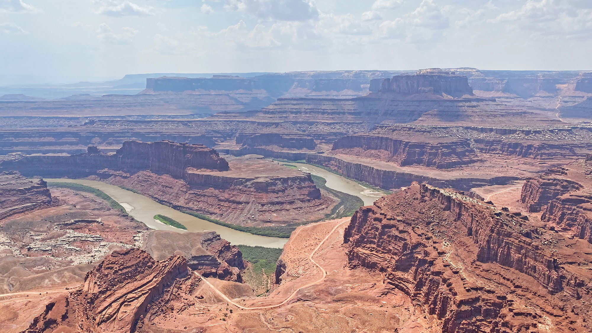 The Colorado River snakes its way 2,000 feet below Dead Horse Point State Park near Moab, Utah.