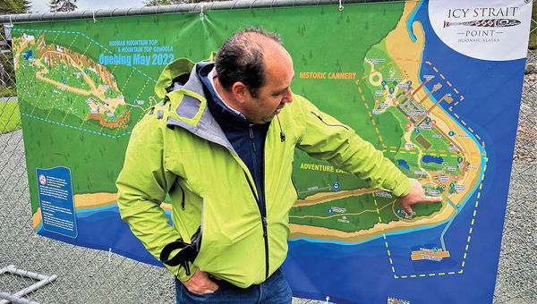 Mickey Richardson, director of marketing for Icy Strait Point, shows where current development is taking place. Mickey Richardson, director of marketing for Icy Strait Point, shows where current development is taking place.