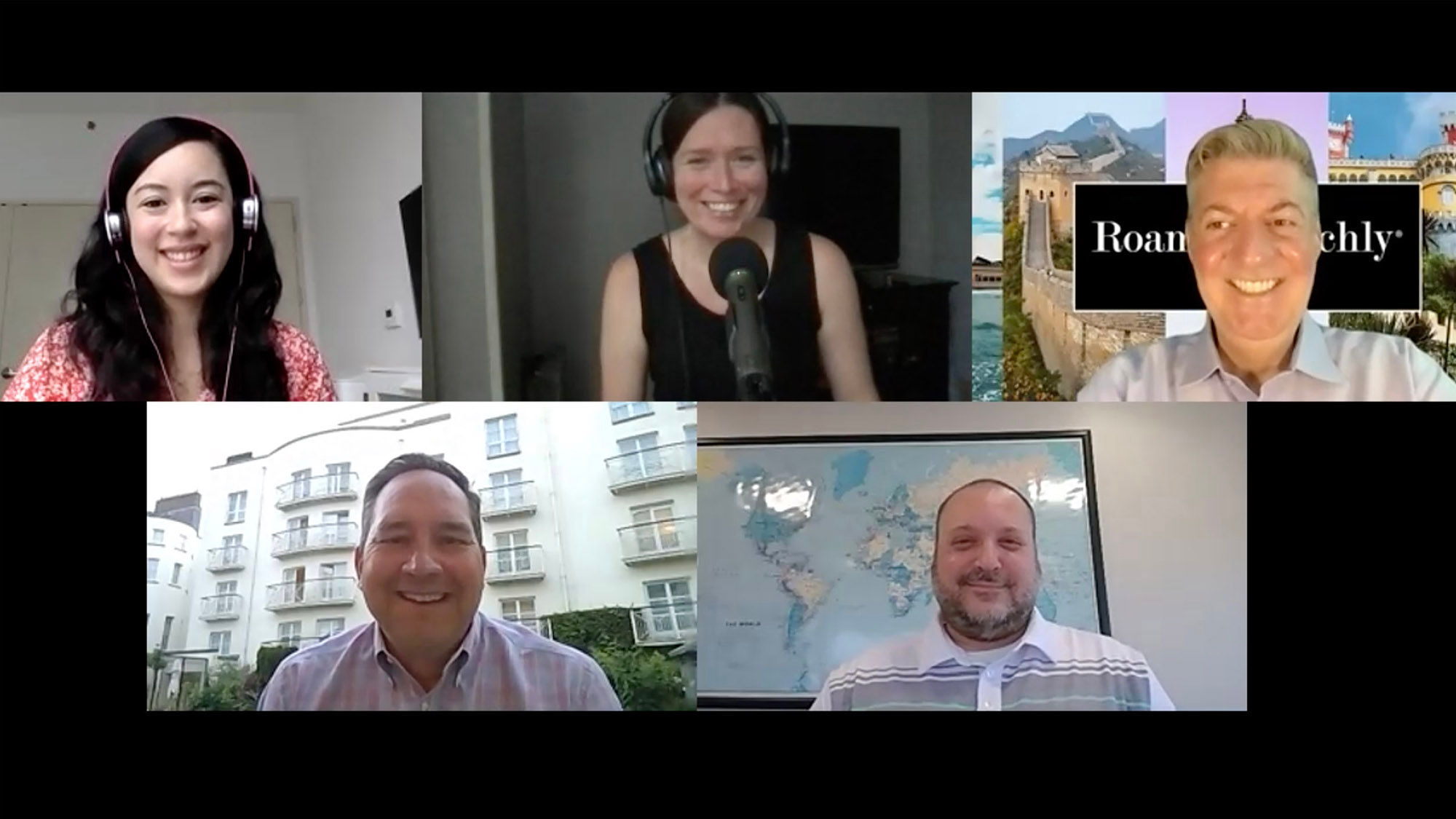 Clockwise from top left: Travel Weekly's Christina Jelski and Rebecca Tobin, Phillip Archer of Roaming Richly Travel, Dan Scher of Strong Travel Services and Craig Mungary of Elite Global Journeys.