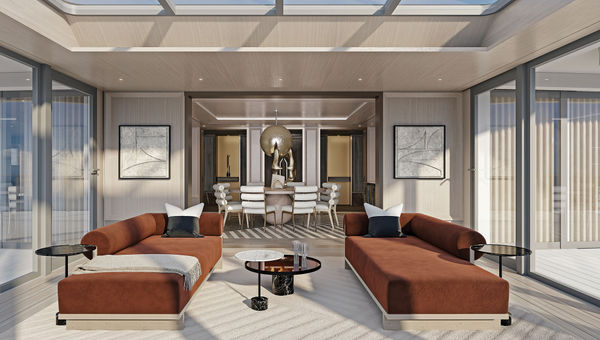 A rendering of the parlor in the Regent Suite on the Seven Seas Grandeur. A rendering of the parlor in the Regent Suite on the Seven Seas Grandeur.