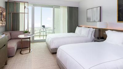 Beginning later this summer, Los Angeles hotels must automatically clean hotel rooms daily. Pictured, a guestroom at the Fairmont Century Plaza.