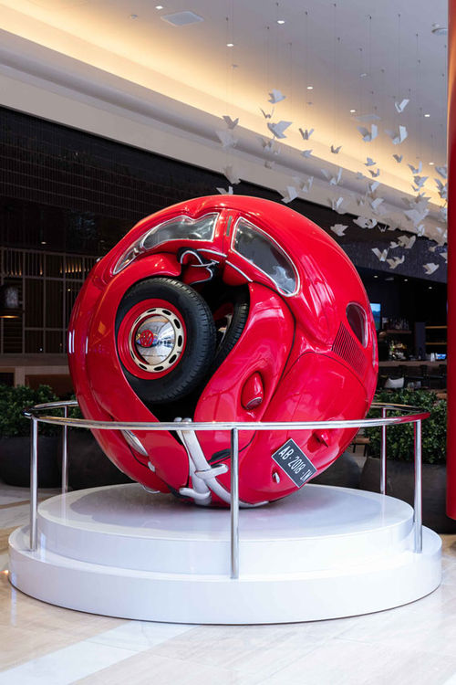 "Red Beetle," by artist Ichwan Noor, is on display outisde Kusa Nori, a Japanese bistro at Resorts World Las Vegas, "Red Beetle," by artist Ichwan Noor, is on display outisde Kusa Nori, a Japanese bistro at Resorts World Las Vegas,